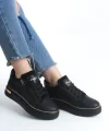 DINA Bağcıklı Fermuarlı Ortopedik Taban Kadın Sneaker Spor Ayakkabı  CST - Siyah/Altın