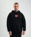 Double Oversize Kapşonlu Dijital Patchli SweatShirt - Siyah