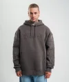Double Oversize Kapşonlu Nakışlı SweatShirt - Füme