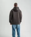 Double Oversize Kapşonlu Nakışlı SweatShirt - Füme
