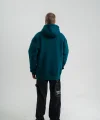 Double Oversize Kapşonlu Nakışlı SweatShirt - Koyu Deniz Yeşili