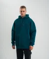 Double Oversize Kapşonlu Nakışlı SweatShirt - Koyu Deniz Yeşili