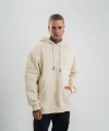 Double Oversize Kapşonlu Nakışlı SweatShirt - Krem