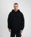 Double Oversize Kapşonlu Nakışlı SweatShirt - Siyah