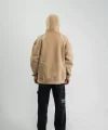 Double Oversize Kapşonlu Şimşek Pano Baskılı SweatShirt - Bej