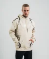Double Oversize Kapşonlu Şimşek Pano Baskılı SweatShirt - Krem