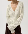 Düğme Detay Örgü Bluz