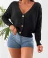 Düğme Detay Triko Bluz
