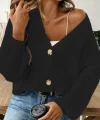 Düğme Detay Triko Bluz
