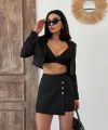 Düğme Detaylı Mini Şort Etek