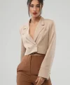 Düğmeli̇ Crop Ceket