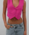 Düğmeli Crop Yelek