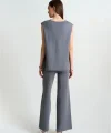 Düz Yelekli Pantolonlu Takım  Gri