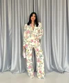 Ekru Baskılı Büstiyer Pantolon Ceket Takım