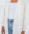 Ekru Varaklı Örme Kimono 5925