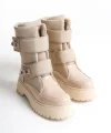 ELISA Cırt Cırtlı  Paraşüt Kumaş Rugan Kadın Bot RKT - Krem