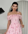 Elmi Çiçek Detaylı Elbise