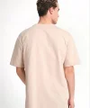 Erkek 24/1 Düz A Kalite Oversize T-shirt - Bej