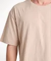 Erkek 24/1 Düz A Kalite Oversize T-shirt - Bej