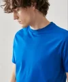 Erkek 24/1 Düz A Kalite Oversize T-shirt - Mavi