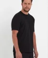 Erkek 24/1 Düz A Kalite Oversize T-shirt - Siyah