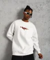 Erkek 3 İplik Gangster Baskılı Sweatshirt - Beyaz