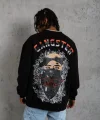 Erkek 3 İplik Gangster Baskılı Sweatshirt - Siyah