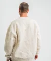 Erkek 3 İplik Pamuklu Yağ Yıkamalı Sweatshirt Double Oversize Bisiklet Yaka Uzun Kol - Krem