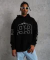 Erkek 93 Dijital Parça Baskılı Kapşonlu Sweat - Siyah