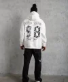 Erkek 98 Baskılı Kapşonlu Sweat - Beyaz