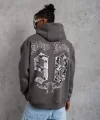 Erkek 98 Baskılı Kapşonlu Sweat - Gri