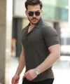 Erkek Apaj Yaka Kısa Kollu Gömlek