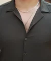 Erkek Apaj Yaka Kısa Kollu Gömlek