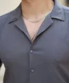 Erkek Apaj Yaka Kısa Kollu Gömlek