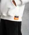 Erkek Armalı Baskılı Kapüşonlu Sweatshirt - Beyaz