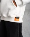 Erkek Armalı Baskılı Kapüşonlu Sweatshirt - Beyaz