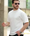 Erkek Basic Oversize Double Face Kumaş Kısa Kollu Tshirt