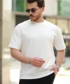 Erkek Basic Oversize Double Face Kumaş Kısa Kollu Tshirt