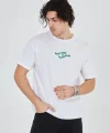 Erkek Baskılı 24/1 Penye T-Shirt - Beyaz