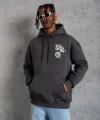 Erkek Baskılı Kapşonlu Sweat - Füme