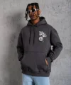 Erkek Baskılı Kapşonlu Sweat - Füme