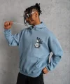 Erkek Baskılı Kapşonlu Sweat - Mavi