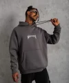 Erkek Baskılı Kapüşonlu ve Kanguru Cepli Sweat- Gri