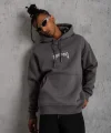Erkek Baskılı Kapüşonlu ve Kanguru Cepli Sweat- Gri