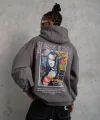 Erkek Baskılı Kapüşonlu Ve Kanguru Cepli Sweat- Gri