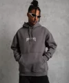 Erkek Baskılı Kapüşonlu ve Kanguru Cepli Sweat- Gri