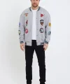 Erkek Baskılı Kolej Ceket - Gri