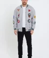 Erkek Baskılı Kolej Ceket - Gri