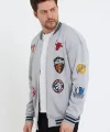Erkek Baskılı Kolej Ceket - Gri