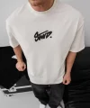 Erkek Baskılı Oversize T-shirt - Beyaz
